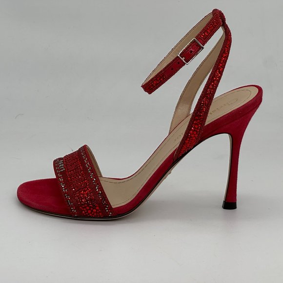 DIOR DWAY D WAY Strass Crystal Embroidered Cotton Sandals Heels Shoes - Picture 2 of 16